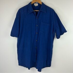 Fabindia Men’s Resortwear Indigo Blue Handwoven Casual Button Down Shirt Size 44